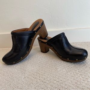 Black Leather Mules by Clark’s Artisan